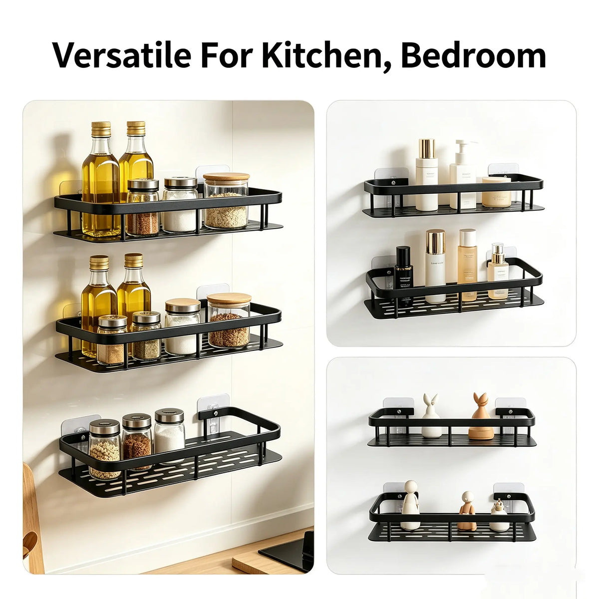 2-Piece Metal Bathroom Organizer Rack, No-Drill Shelf, Wall-Mounted Durable Shower Organizer Storage for Bathrooms, Kitchens, Cosmetics, Gifts