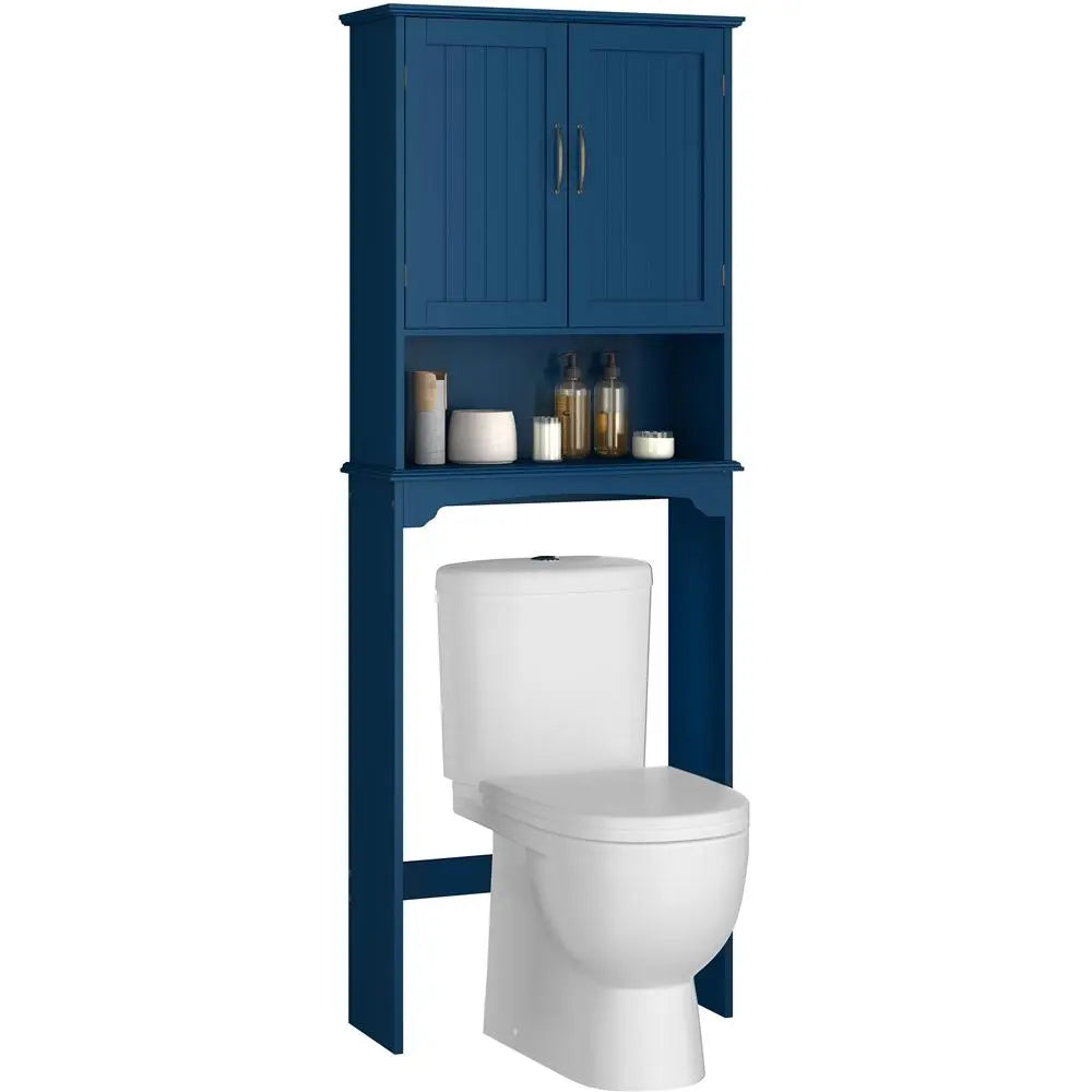Costoffs Over-The-Toilet Bathroom Cabinet - Double-Door Storage Organizer with Inner Adjustable Shelf, Open Shelf, Accessory Organizer, Bathroom Decor Ideas