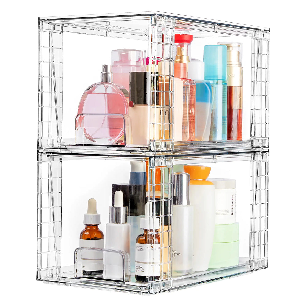 【Restock】Vtopmart 2-8 Pack 12in Undersink Stackable Storage Drawers - Easy-Assemble Organizer Unit, Plastic Box, Bathroom Solution for Vanity Accessories, Apartment Accessories, Kitchen Pantry Use