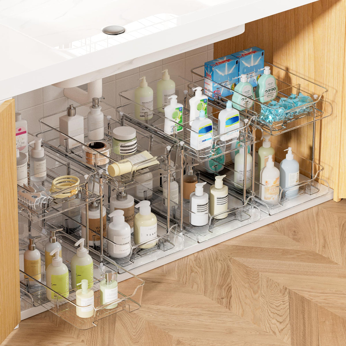 Vtopmart 2 Pack Pull Out Bathroom Under Sink Organizer (S-Standard)