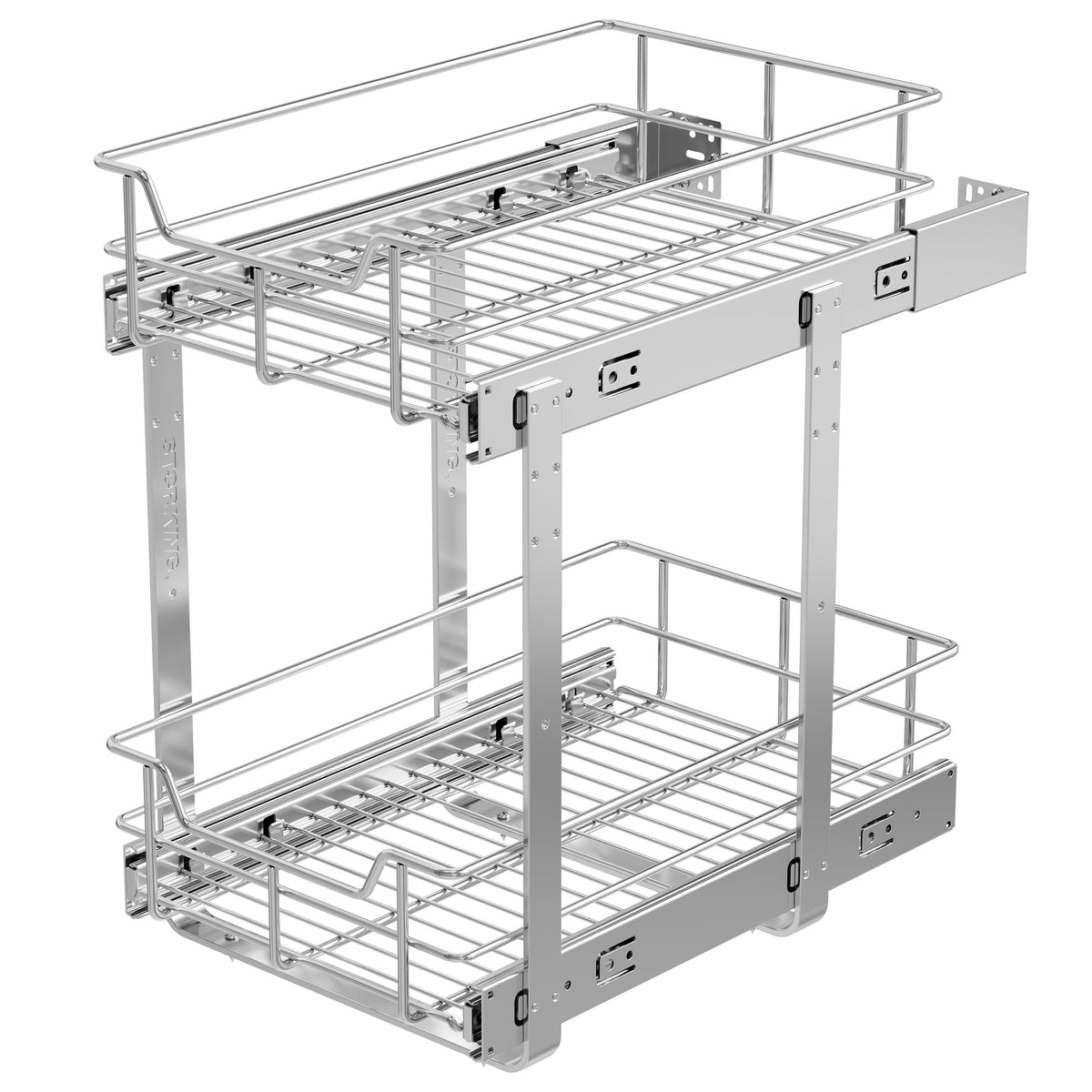 Pull Out Cabinet Organizer 21" W X 22" D, Chromed, Full Slide Out Drawers