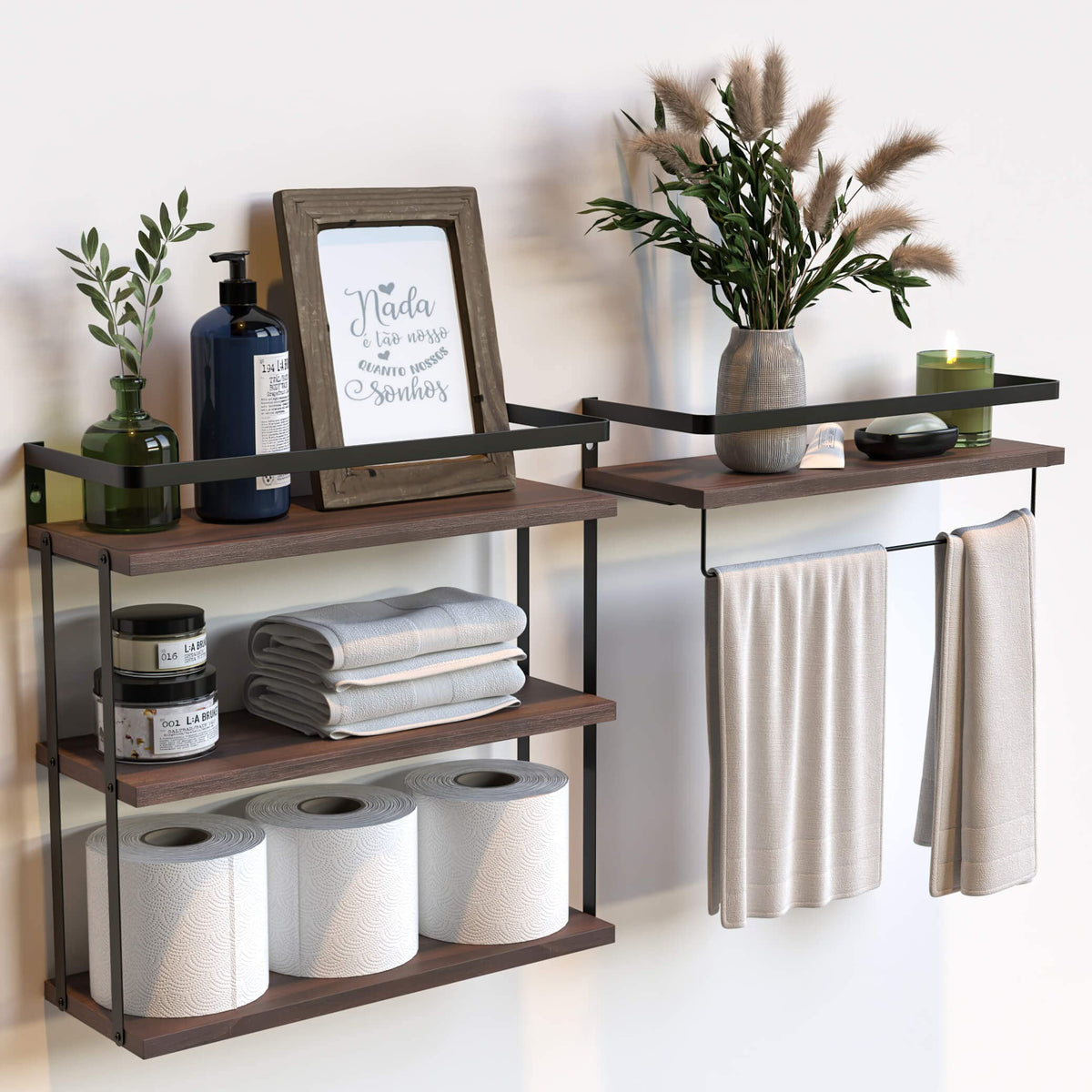 RICHER HOUSE Floating Shelves Bathroom, Wall Mounted Shelf Over Toilet