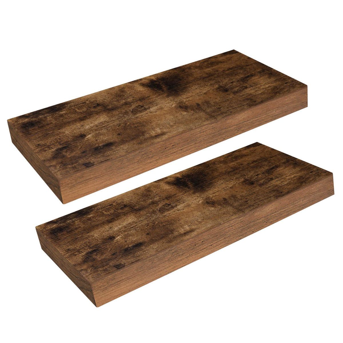 HOOBRO Floating Shelves for Wall, Wall Mounted Shelf Set of 2, 15.7" Hanging Shelf with Invisible Brackets, for Wall Decor Storage in Bathroom Bedroom Kitchen Living Room Office, Rustic Brown BF40BJ01