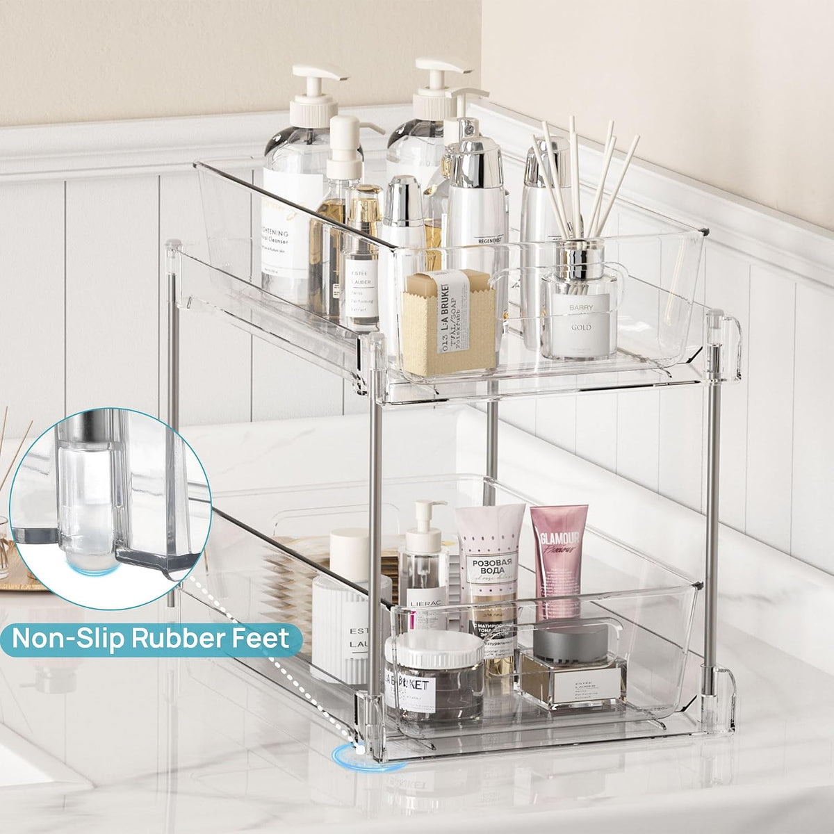 Vtopmart 2 Pack Pull Out Bathroom Under Sink Organizer (S-Standard)