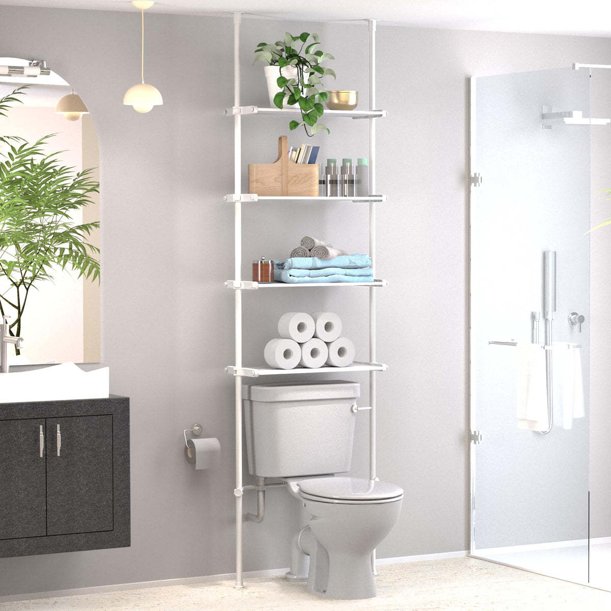 Home Zone Living Over-the-Toilet Bathroom Storage Cabinet Organizer