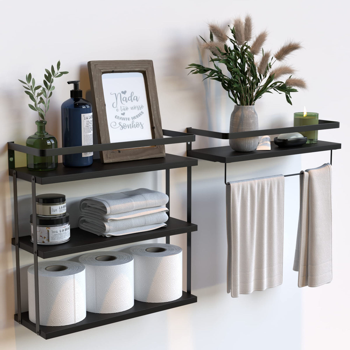 RICHER HOUSE Floating Shelves Bathroom, Wall Mounted Shelf Over Toilet