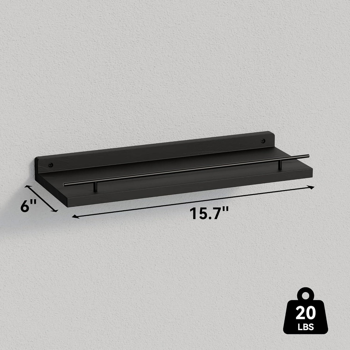 WOPITUES Floating Shelves for Wall Decor Set of 3, Black