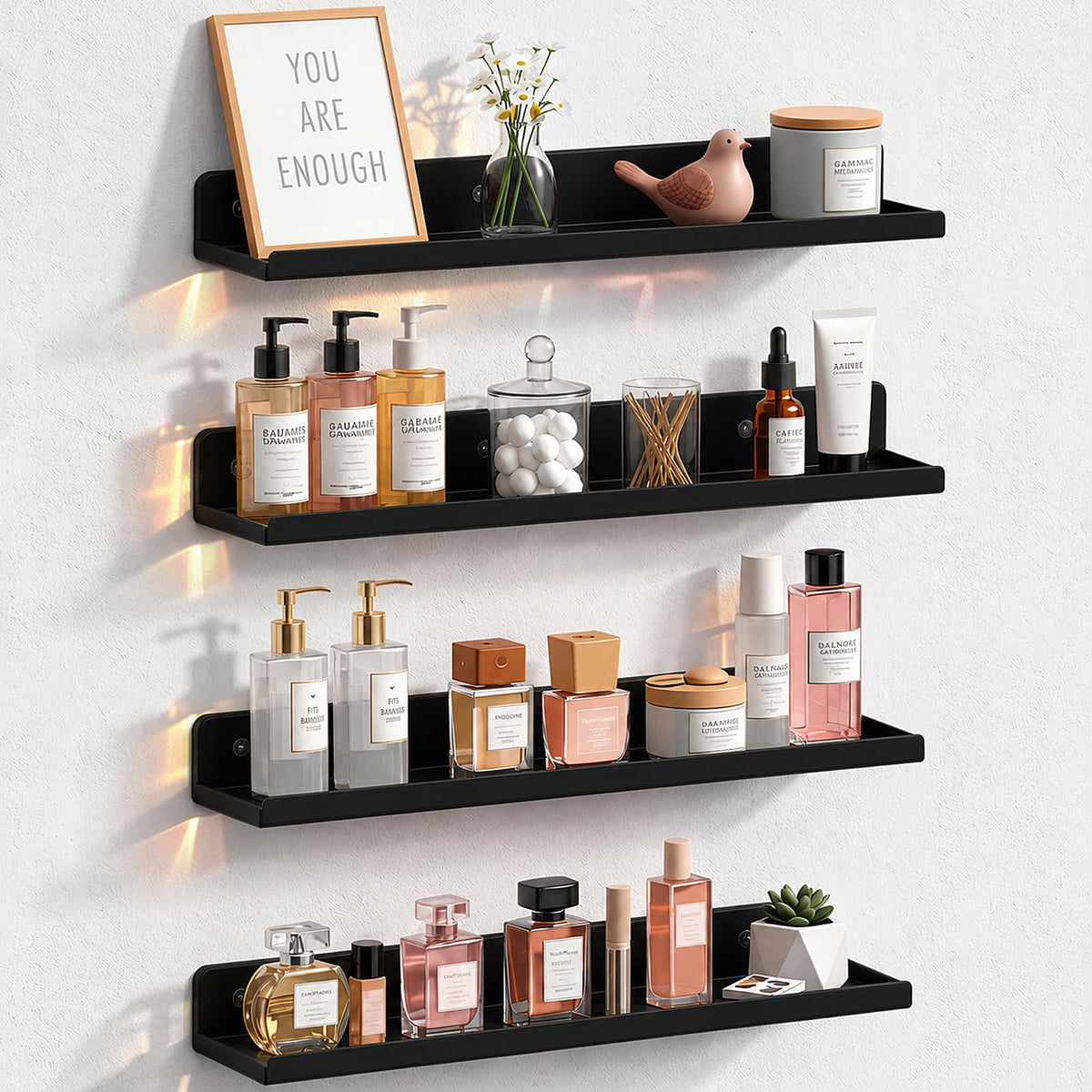 Lifewit Acrylic Floating Shelves for Bathroom 14" Clear, 4 Pack