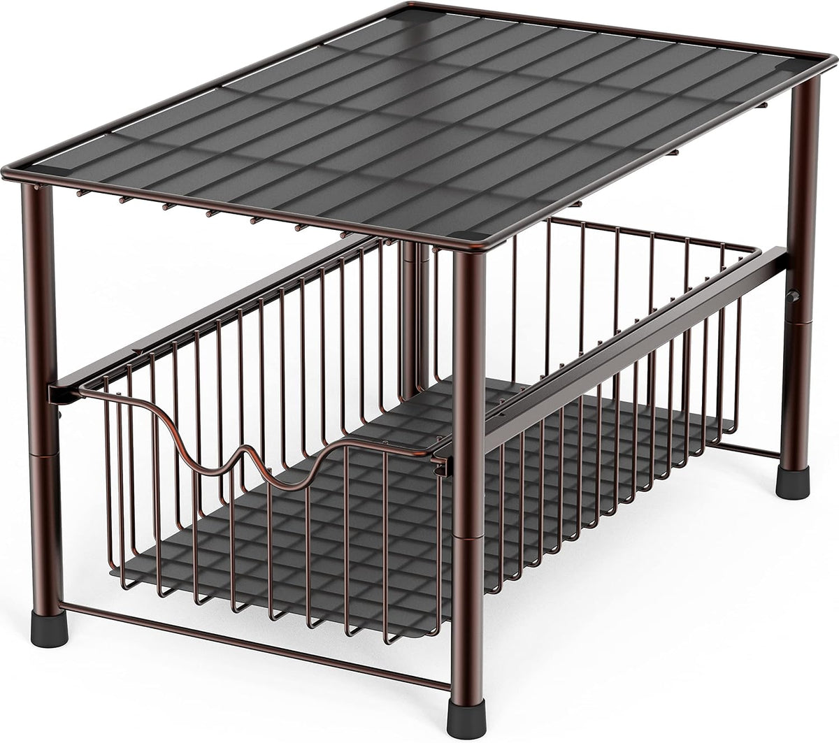 Deco Brothers Stackable Under Sink Organizer with Sliding Basket, Chrome