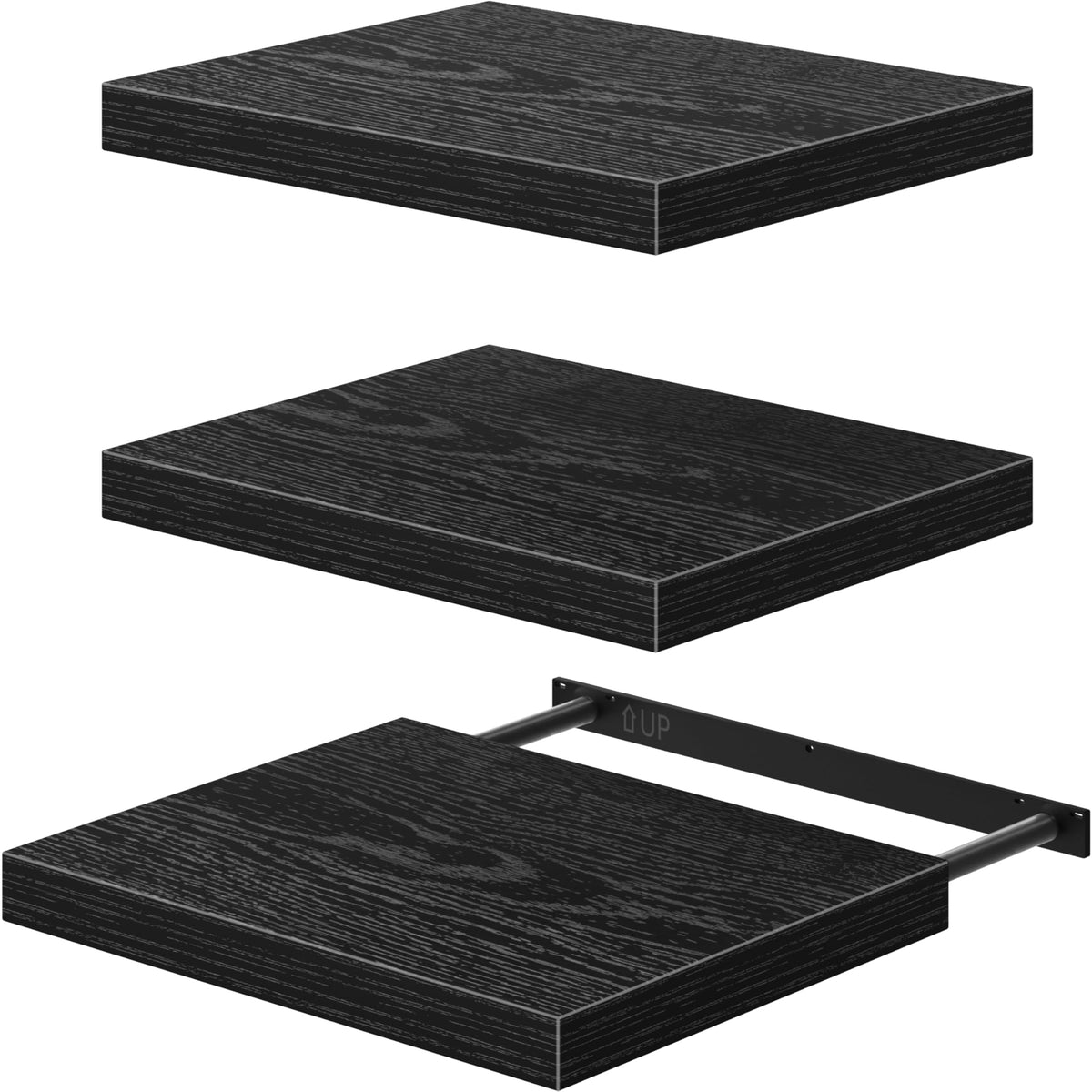 QEEIG Floating Shelves for Wall Small Shelf (Brown, Set of 3, 15.7" x 6.7")