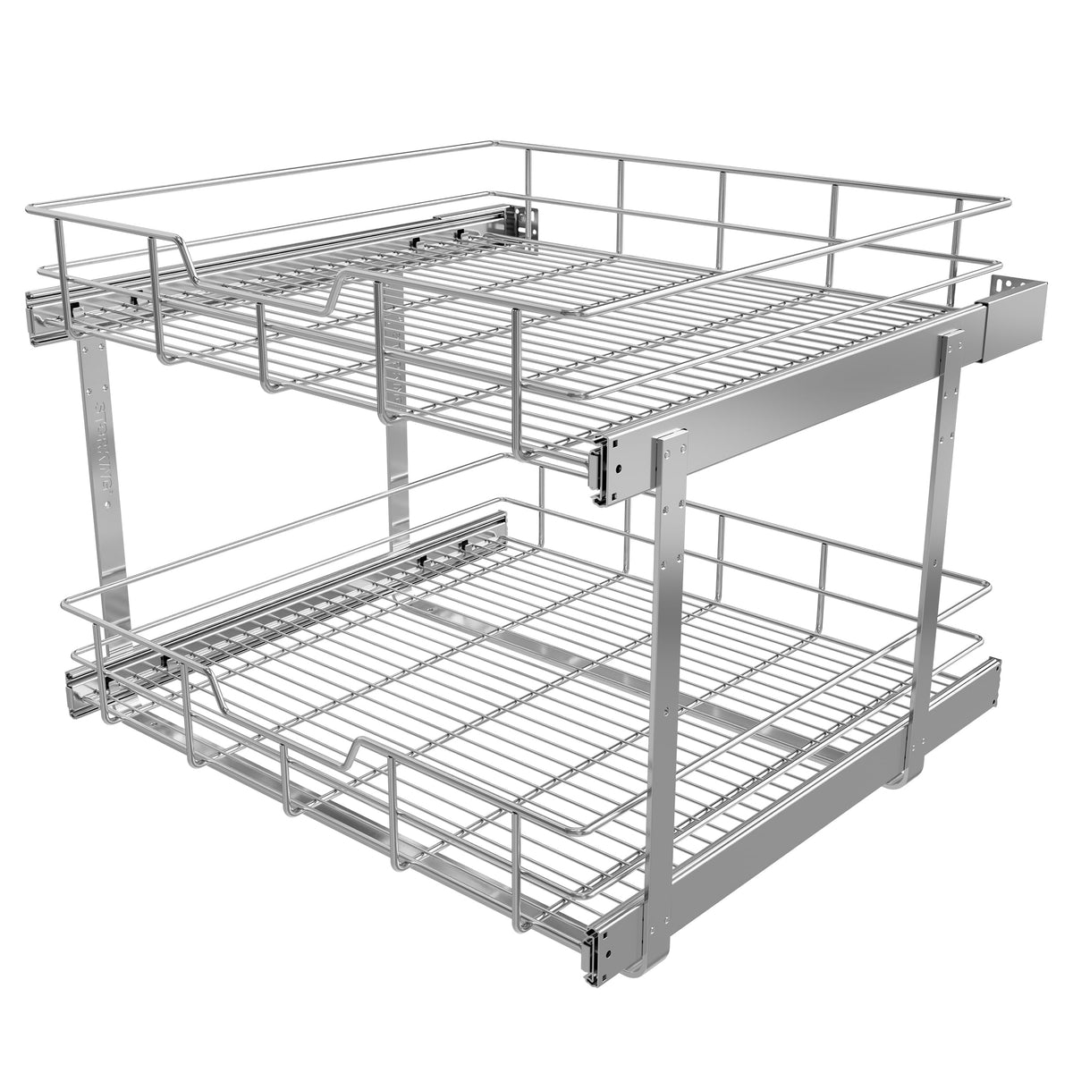 Pull Out Cabinet Organizer 21" W X 22" D, Chromed, Full Slide Out Drawers