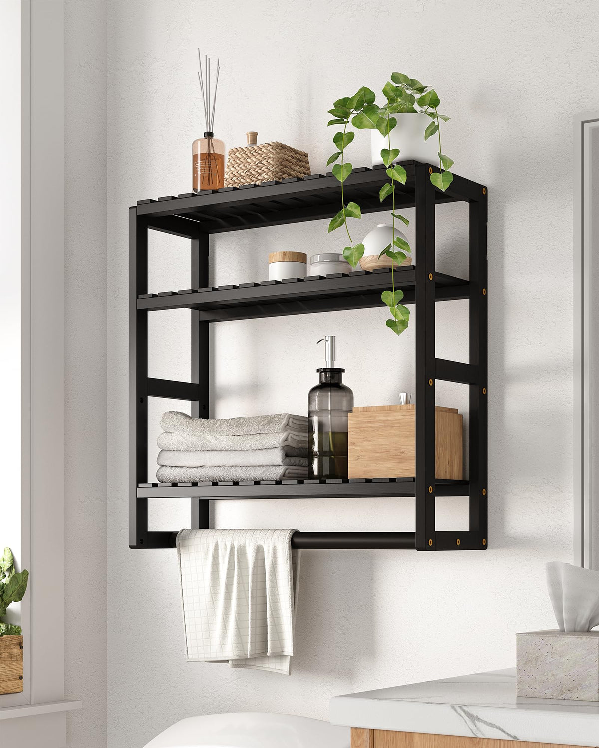 Galood Over The Toilet Storage Bathroom Shelves Wall Mounted 3 Tier White