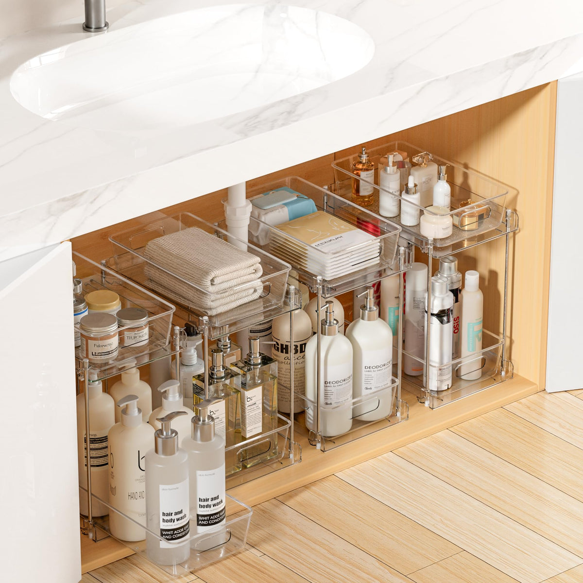 Vtopmart 4 Pack Pull Out Bathroom Under Sink Organizer (S-Standard)