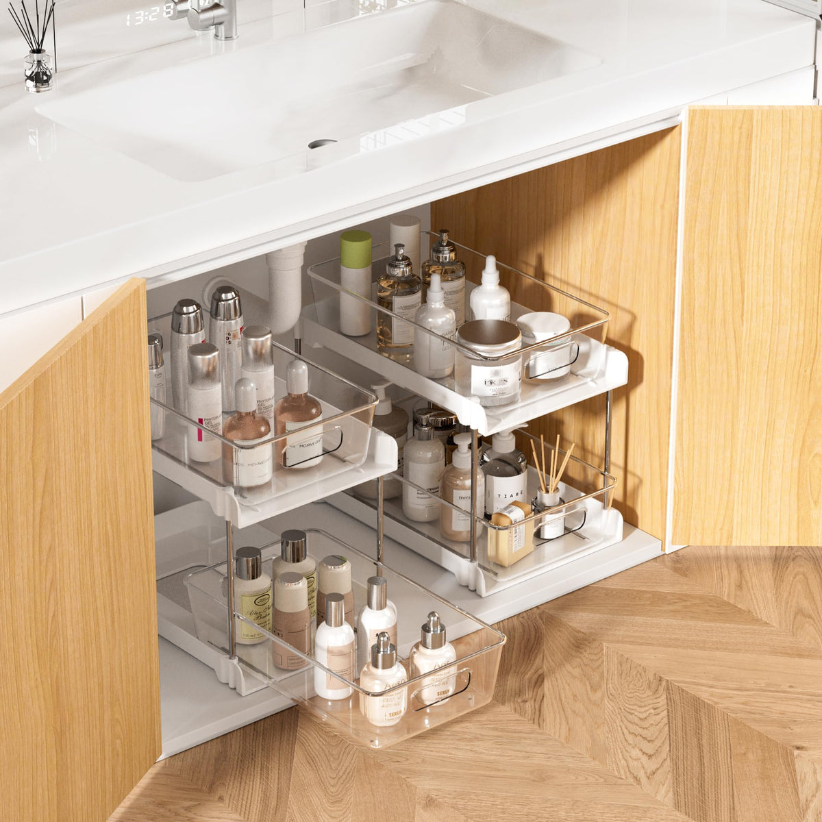 Vtopmart 2 Pack Pull Out Bathroom Under Sink Organizer (S-Standard)