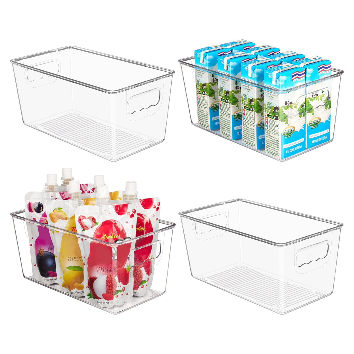 YIHONG 6 Pack Clear Storage Bins, Pantry Organizer Bins with Handle, Large
