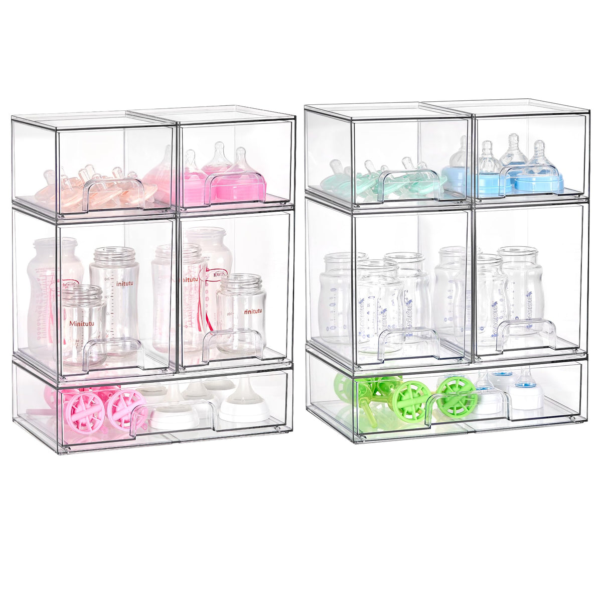 Vtopmart Clear Stackable Storage Drawers Set of 5, Plastic Organizer Bins