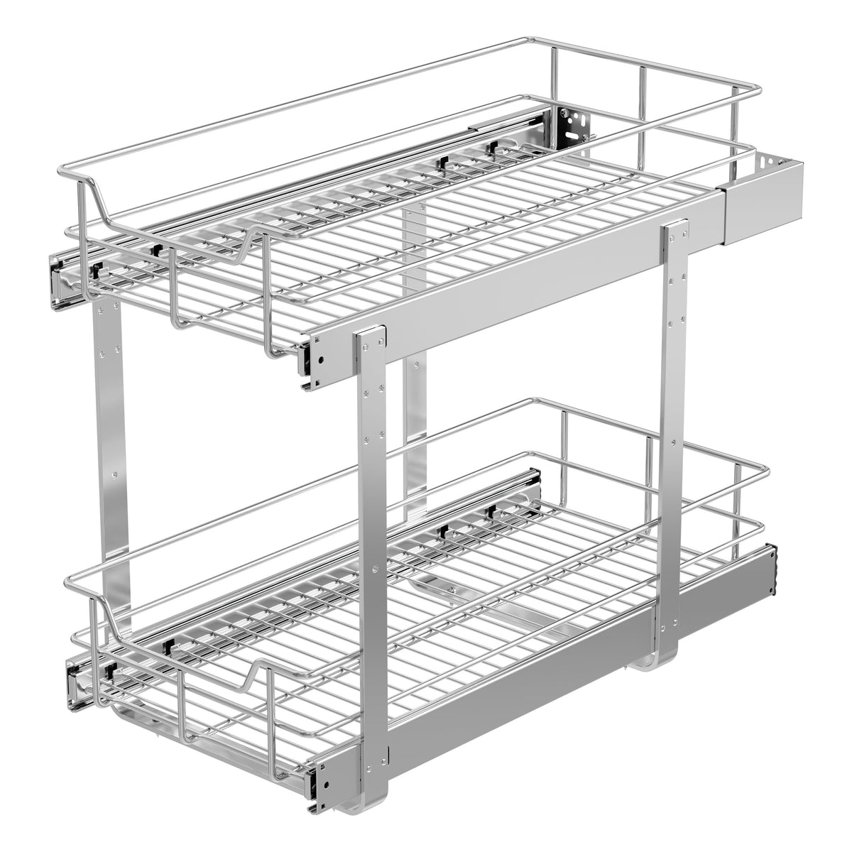 Pull Out Cabinet Organizer 21" W X 22" D, Chromed, Full Slide Out Drawers