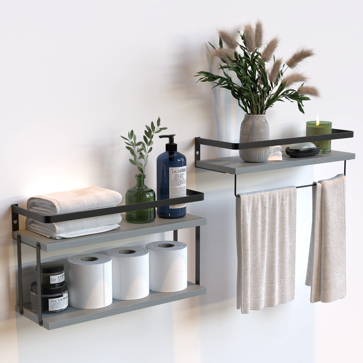 RICHER HOUSE Floating Shelves Bathroom, Wall Mounted Shelf Over Toilet