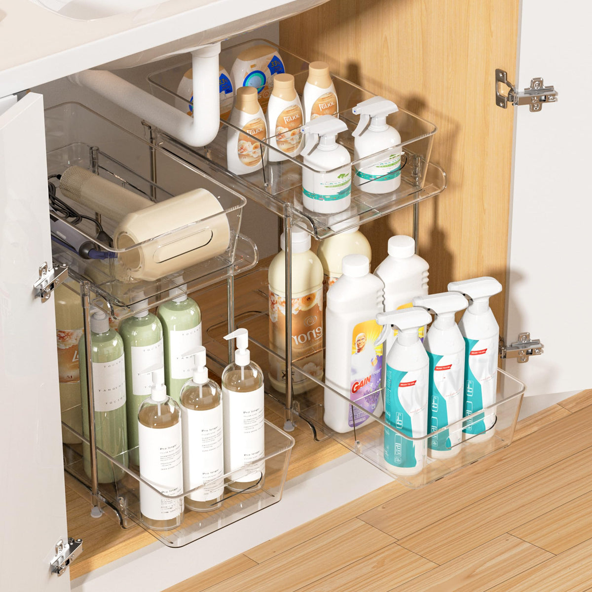 Vtopmart 2 Pack Pull Out Bathroom Under Sink Organizer (S-Standard)