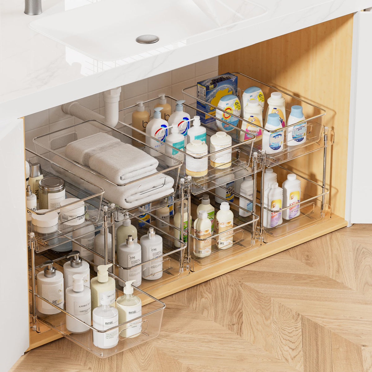 Vtopmart 2 Pack Pull Out Bathroom Under Sink Organizer (S-Standard)