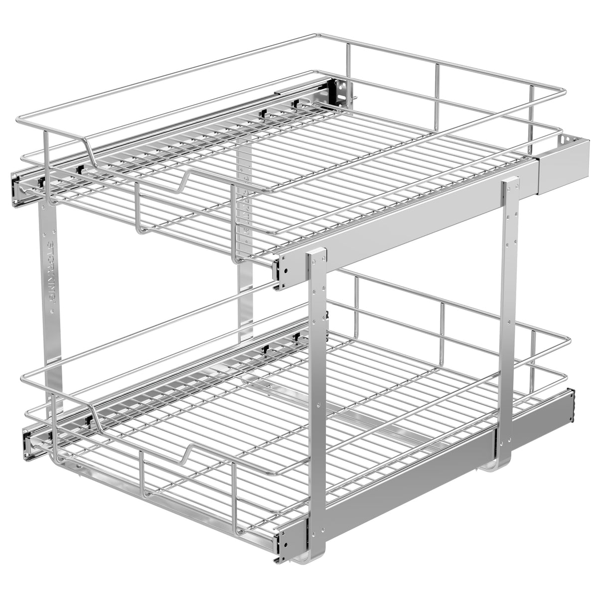 Pull Out Cabinet Organizer 21" W X 22" D, Chromed, Full Slide Out Drawers