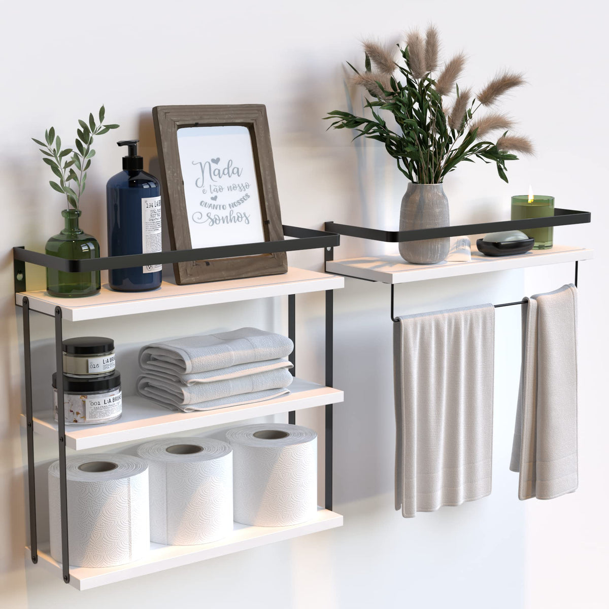 RICHER HOUSE Floating Shelves Bathroom, Wall Mounted Shelf Over Toilet