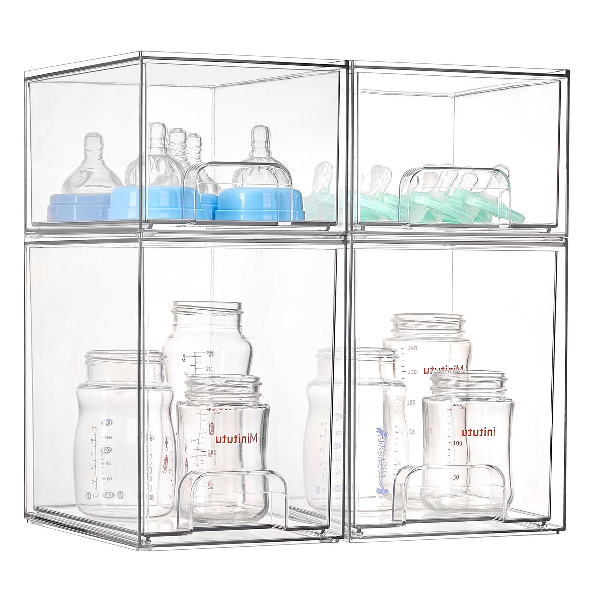 Vtopmart Clear Stackable Storage Drawers Set of 5, Plastic Organizer Bins