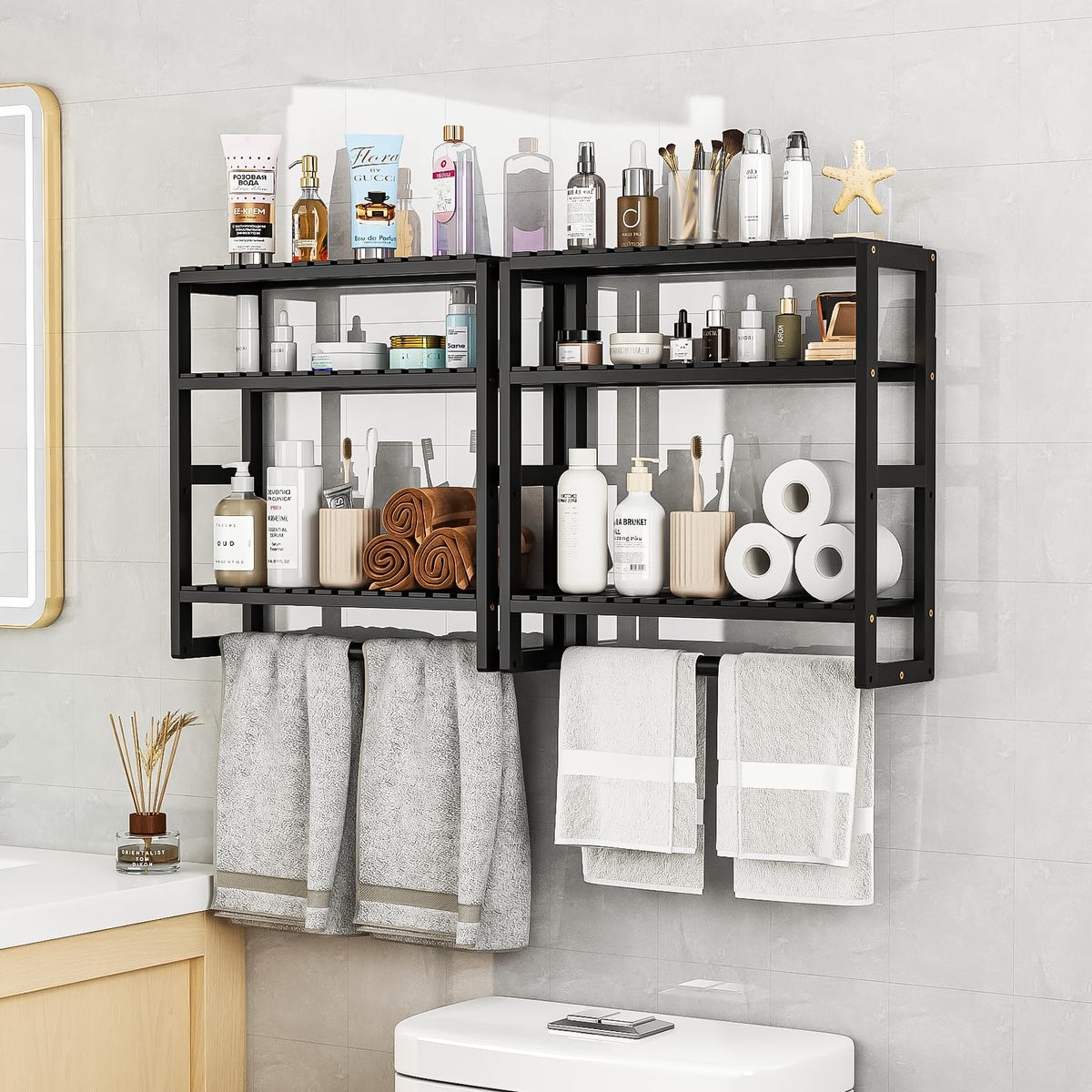 Galood Over The Toilet Storage Bathroom Shelves Wall Mounted 3 Tier White