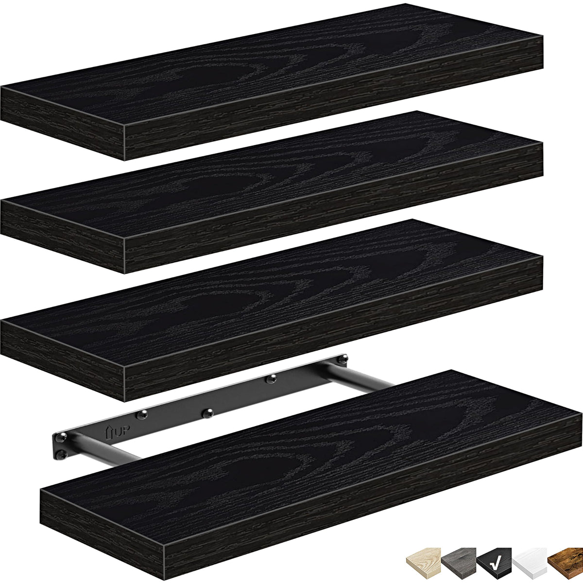 QEEIG Floating Shelves for Wall Small Shelf (Brown, Set of 3, 15.7" x 6.7")