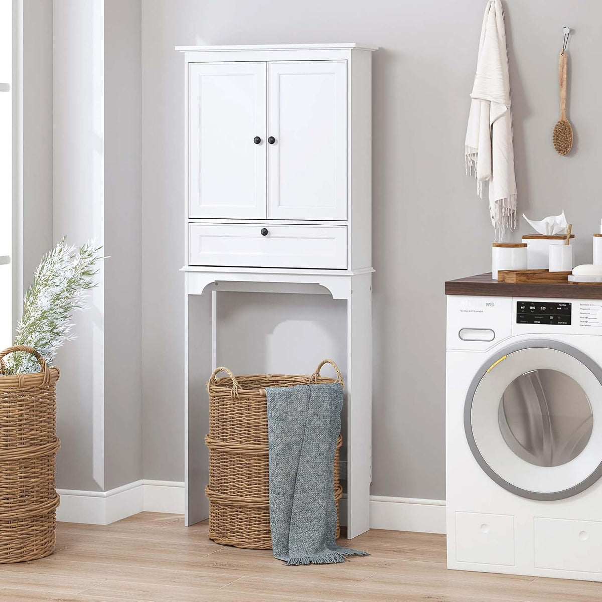 Spirich Bathroom Over the Toilet Storage Cabinet with Tilt-Out Cube, White