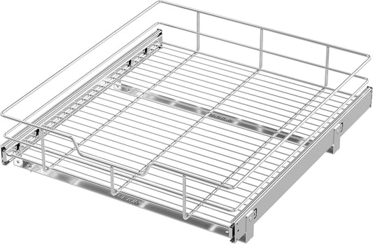 Pull Out Cabinet Organizer 21" W X 22" D, Chromed, Full Slide Out Drawers
