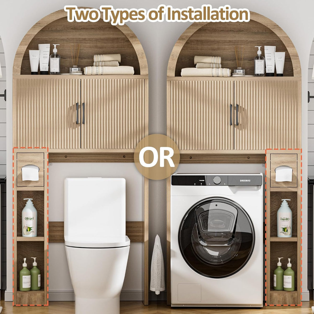 Spurgehom Over Toilet Storage Cabinet, Bathroom Arch Organizer,Wood