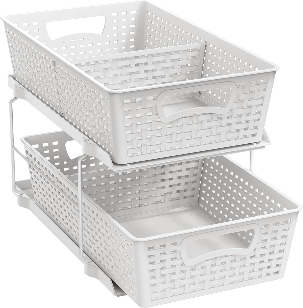 Simple Houseware 2 Tier Pull-Out Sliding Drawer Under Sink Storage, White