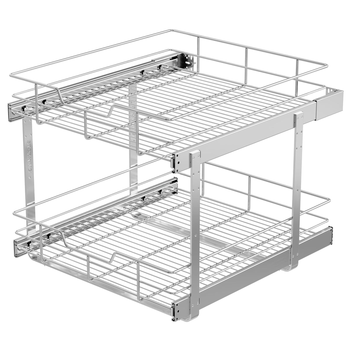 Pull Out Cabinet Organizer 21" W X 22" D, Chromed, Full Slide Out Drawers