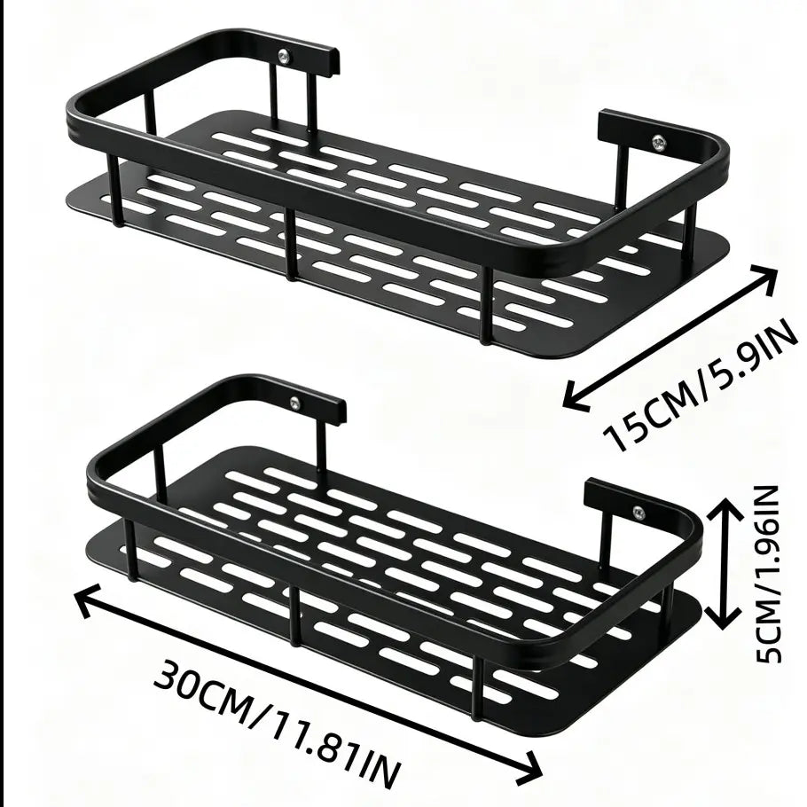 2-Piece Metal Bathroom Organizer Rack, No-Drill Shelf, Wall-Mounted Durable Shower Organizer Storage for Bathrooms, Kitchens, Cosmetics, Gifts