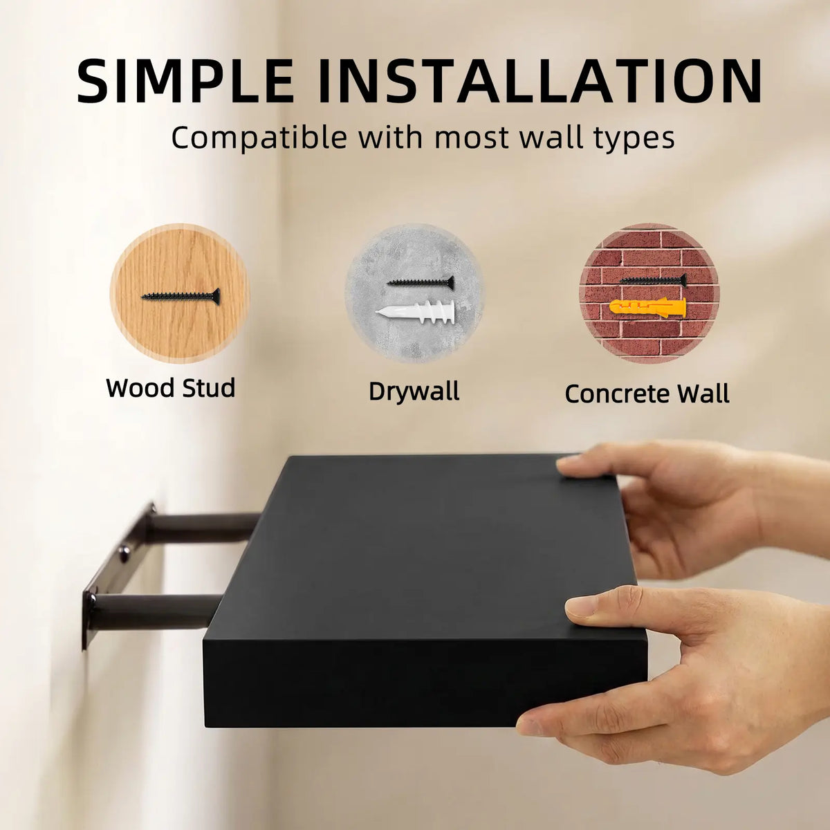 Fixwal Set of 2 Floating Wall Shelves, 22"/ 56cm MDF Wall‑Mounted Shelf for Bedroom Bathroom Living Room Home Storage Decor, Sohochic Style