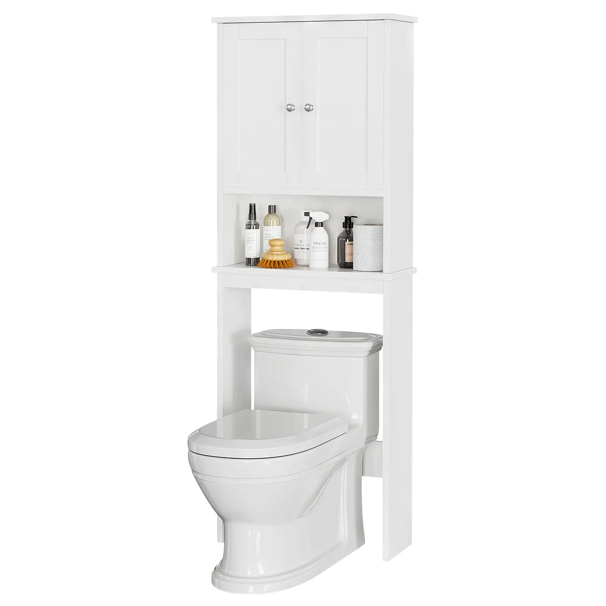 Walsunny Over The Toilet Storage Cabinet, Bathroom Shelf Organizer with Anti-Tip Device Small Freestanding Space Saver with Adjustable Decor Racks