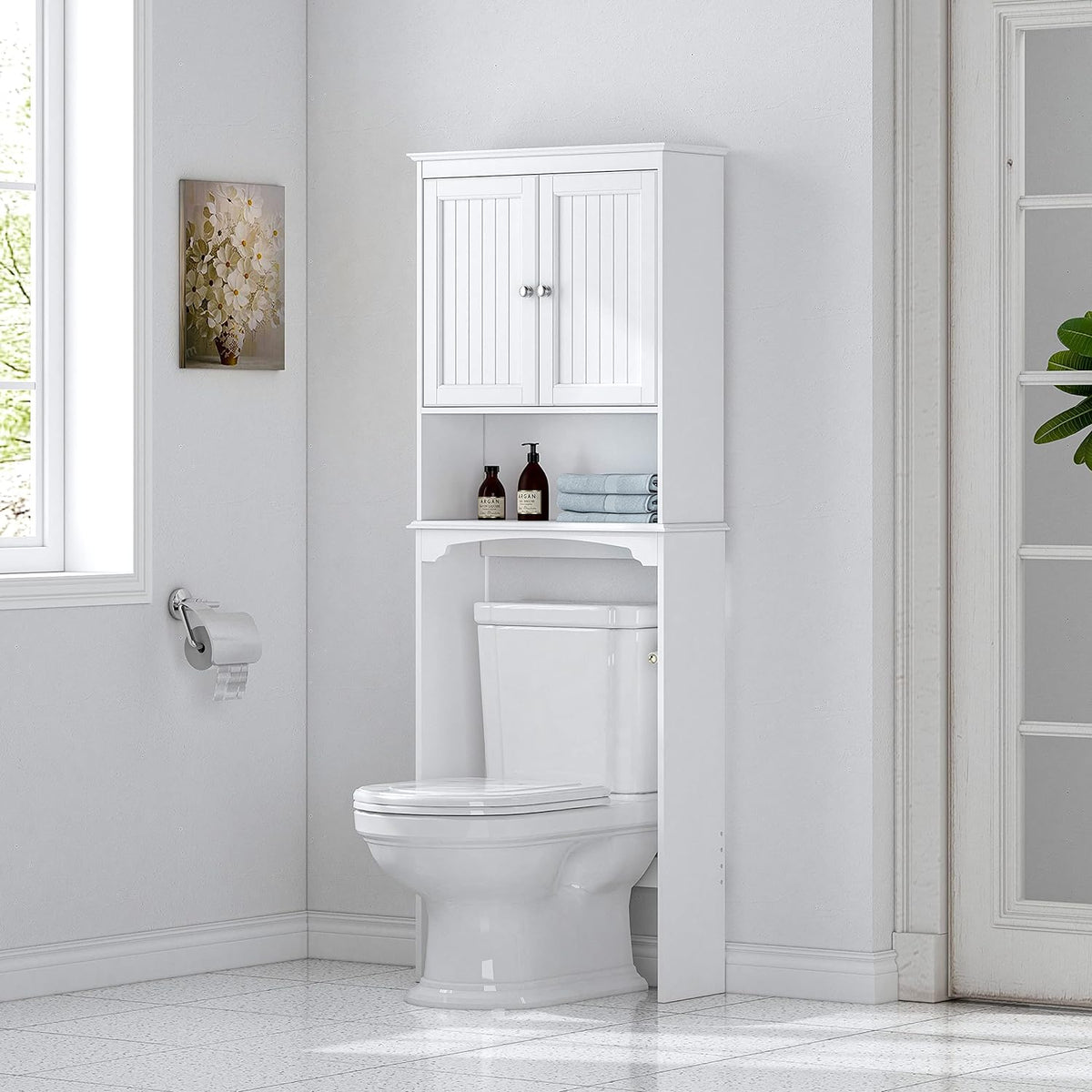 Spirich Over The Toilet Storage Cabinet with Doors, Bathroom Organizer