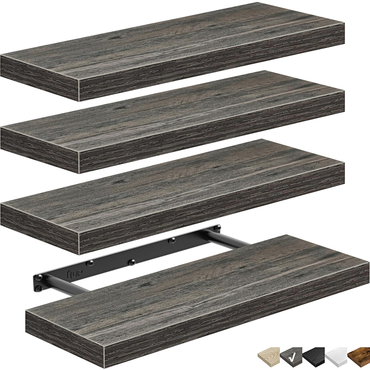 QEEIG Floating Shelves for Wall Small Shelf (Brown, Set of 3, 15.7" x 6.7")