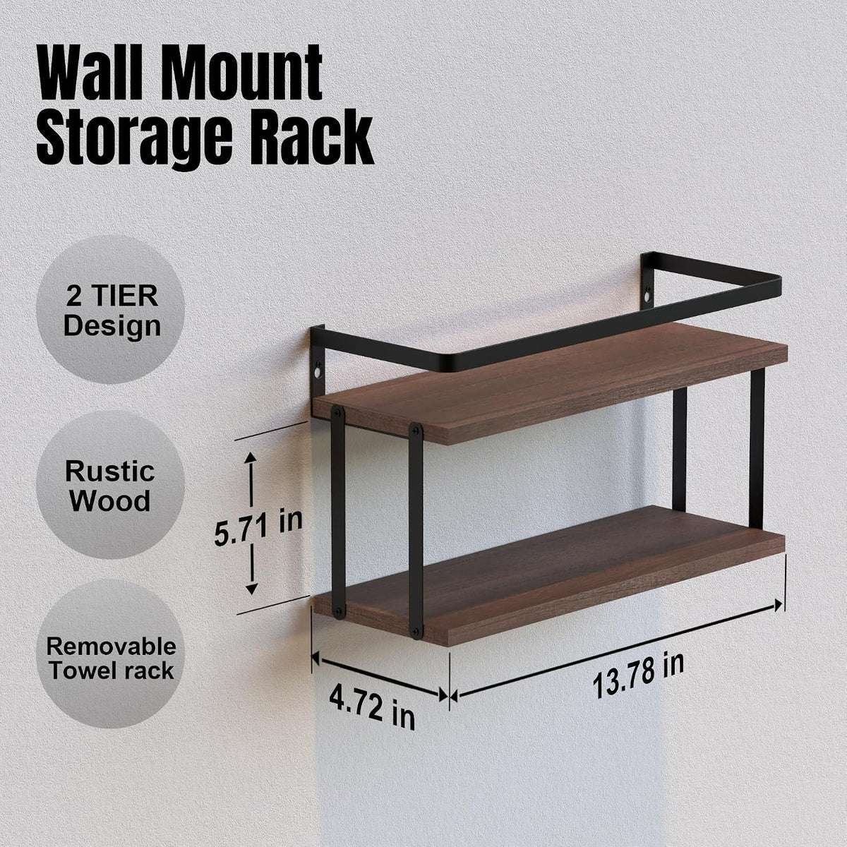 RICHER HOUSE Floating Shelves Bathroom, Wall Mounted Shelf Over Toilet