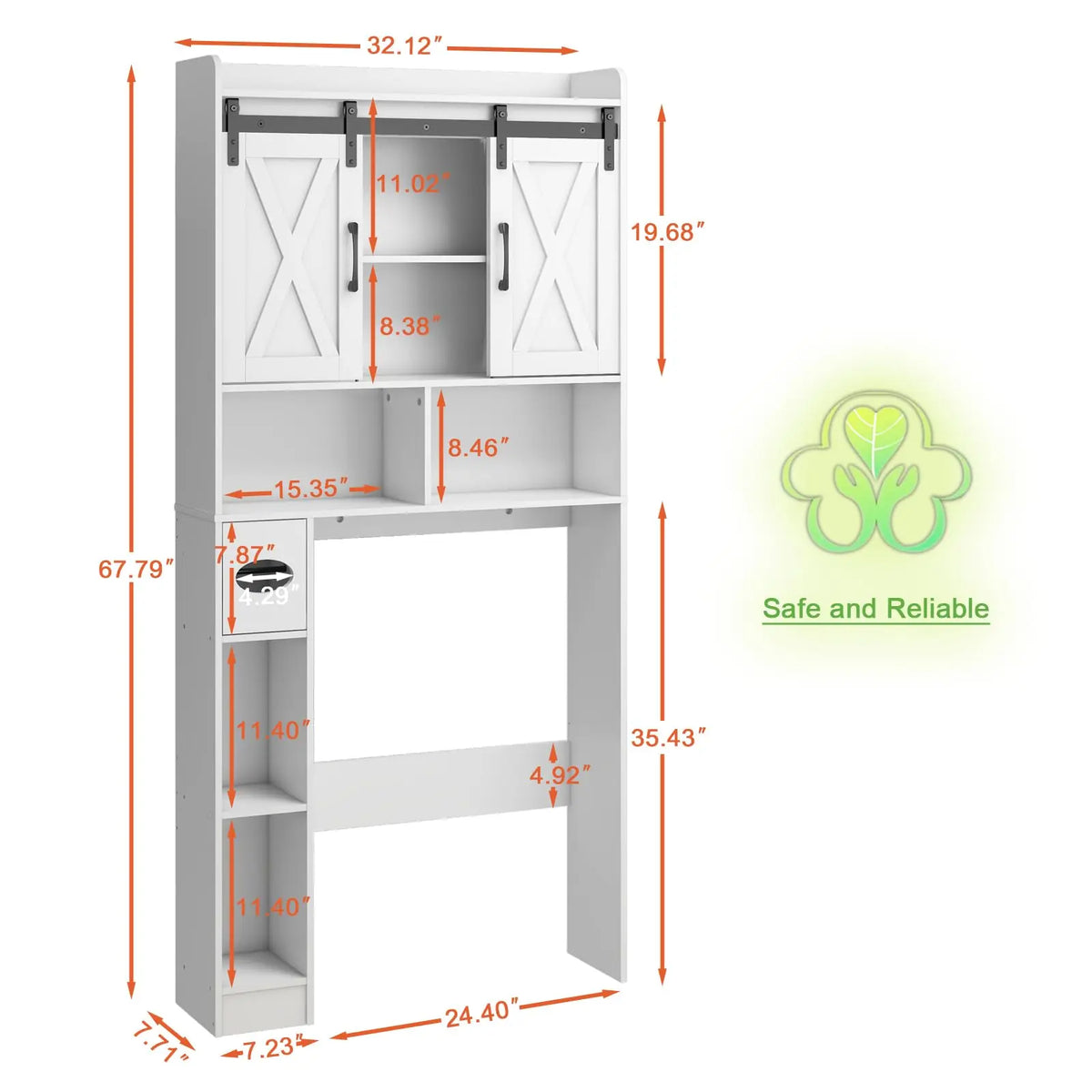 [SohoChic] Vabches Farmhouse Over-The-Toilet Wood Storage Cabinet with Sliding Doors, Adjustable Shelves, Space-Saving Rack for Bathroom Toiletries & Decor