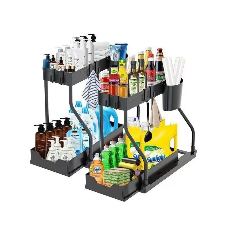 Under Sink Organizers,2-Tier Multi-Use Kitchen and Bathroom Organizers and Storage with Sliding Drawers,Bathroom Cabinet Organizer