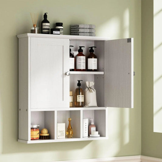 Walsunny Bathroom Wall Cabinet, Over The Toilet Space Saver Storage Cabinet, Medicine Cabinet with 2 Door &Adjustable Shelves, Hanging Cupboard, White