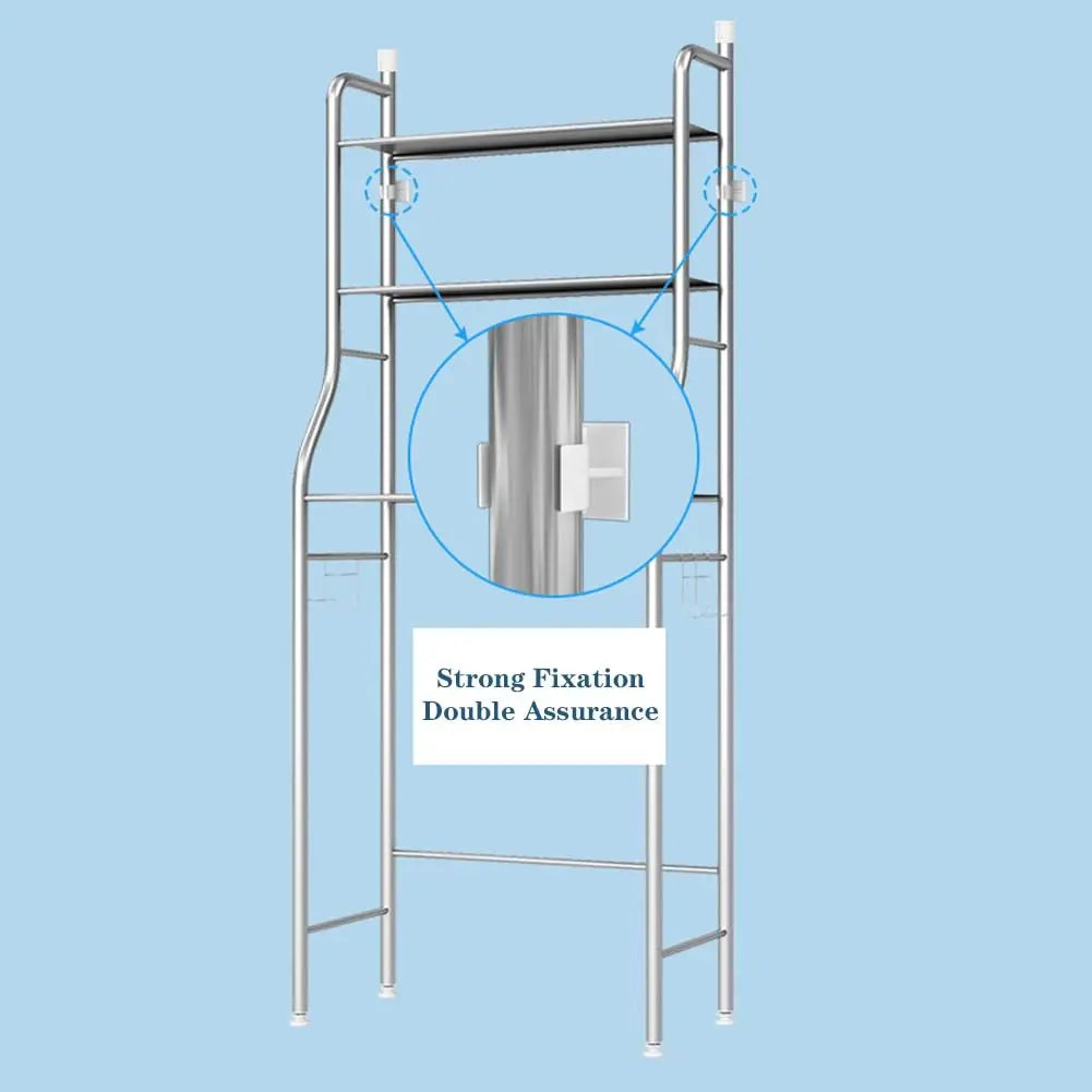 Space-Saving Over Toilet Storage Rack - 3-Tier Metal Bathroom Organizer Shelf with Removable Towel Hooks & Toilet Paper Holder, Durable Freestanding Shelf for Bathroom, Laundry Room, Dorm