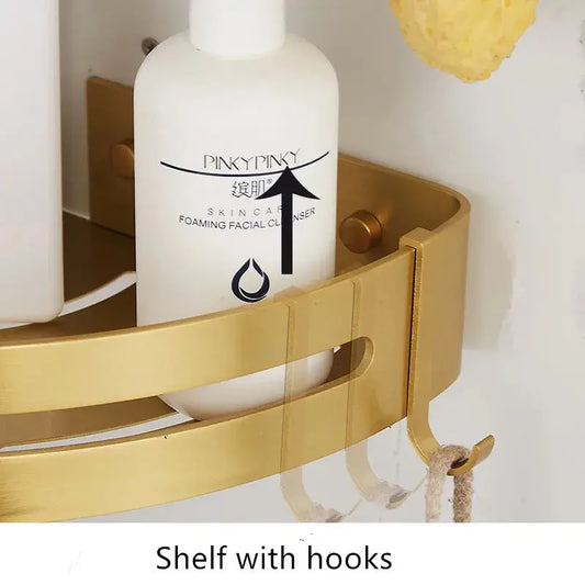 Royal Gold Sanctuary Wall-Mount Modern Bathroom Shelf - Boutique-Style Storage Organizer for Calm Bathroom Spaces