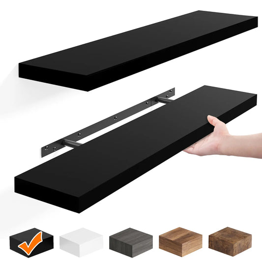 Fixwal Set of 2 Floating Wall Shelves, 22"/ 56cm MDF Wall‑Mounted Shelf for Bedroom Bathroom Living Room Home Storage Decor, Sohochic Style