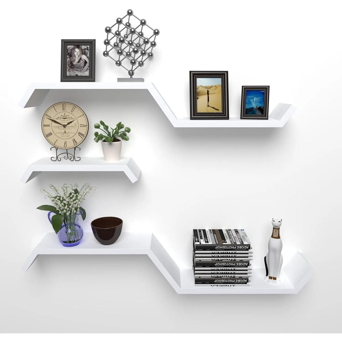 Black Solid Wood Floating Wall Shelf - Waterproof, Small Relief Textured, Wall-Mount Indoor Furniture Shelves for Bathroom, Living Room, Decorative Use